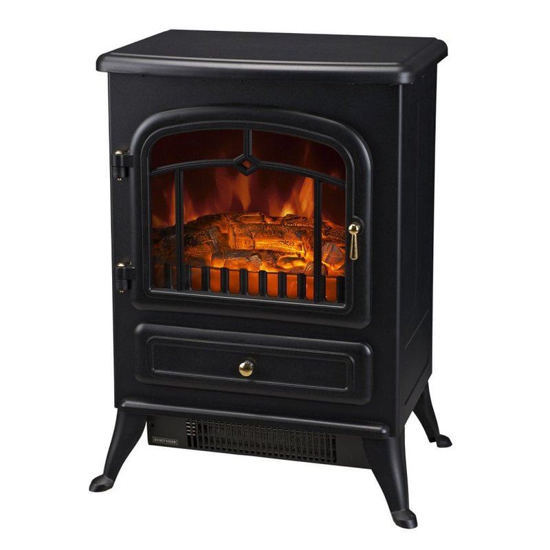 HOMCOM Electric Fire Place 1850W Heater Wood Burning Effect Flame Portable Fireplace Stove-Black