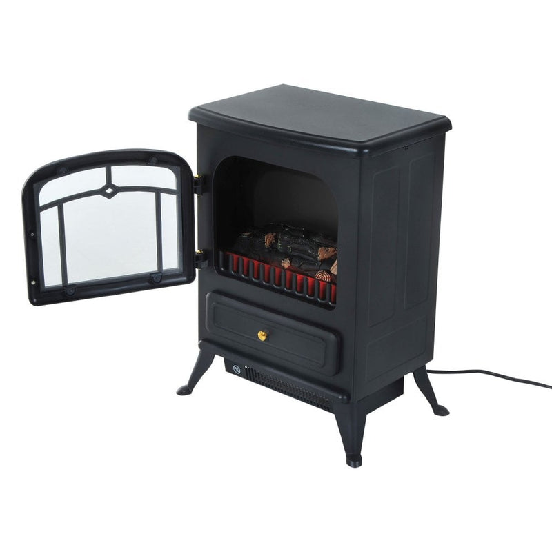 HOMCOM Electric Fire Place 1850W Heater Wood Burning Effect Flame Portable Fireplace Stove-Black