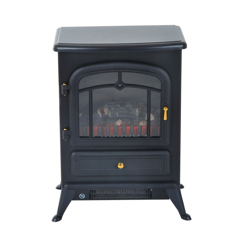 HOMCOM Electric Fire Place 1850W Heater Wood Burning Effect Flame Portable Fireplace Stove-Black