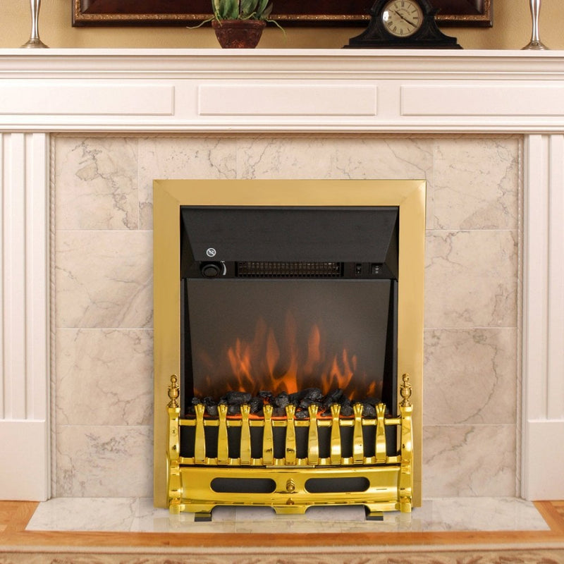HOMCOM LED Flame Electric Fire Place 2000W Coal Burning Effect Heat-Golden