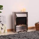 HOMCOM LED Flame Electric Fire Place-Stainless Steel 2KW Pebble Burning Effect Heater Indoor Stove Lighting