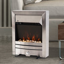 HOMCOM LED Flame Electric Fire Place-Stainless Steel 2KW Pebble Burning Effect Heater Indoor Stove Lighting