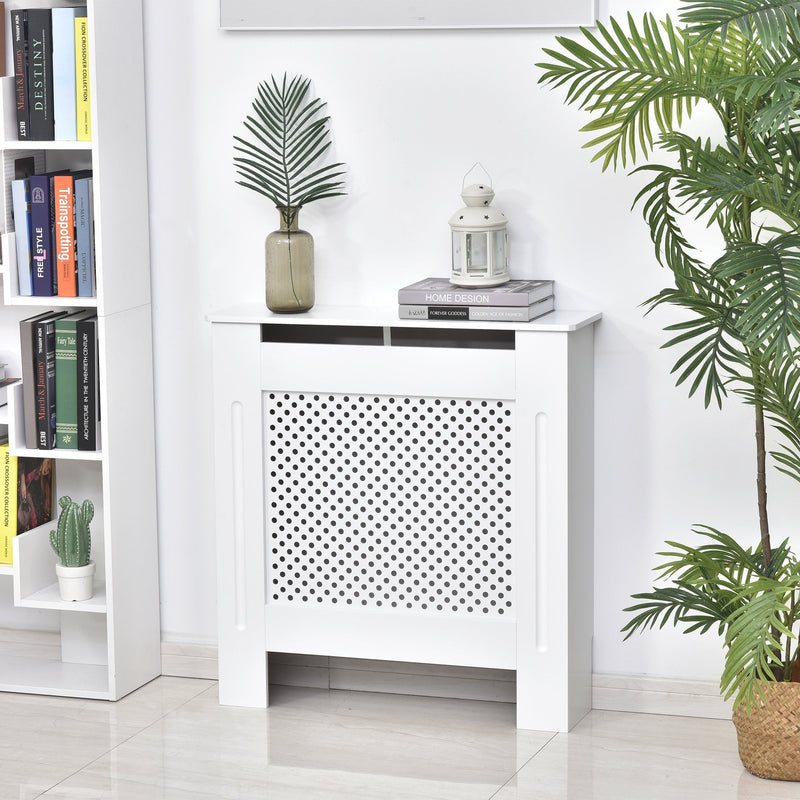HOMCOM MDF Radiator Cover Heating Cabinet Modern Home Furniture Grill Style Diamond Design-White Painted