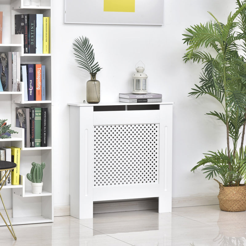 HOMCOM MDF Radiator Cover Heating Cabinet Modern Home Furniture Grill Style Diamond Design-White Painted