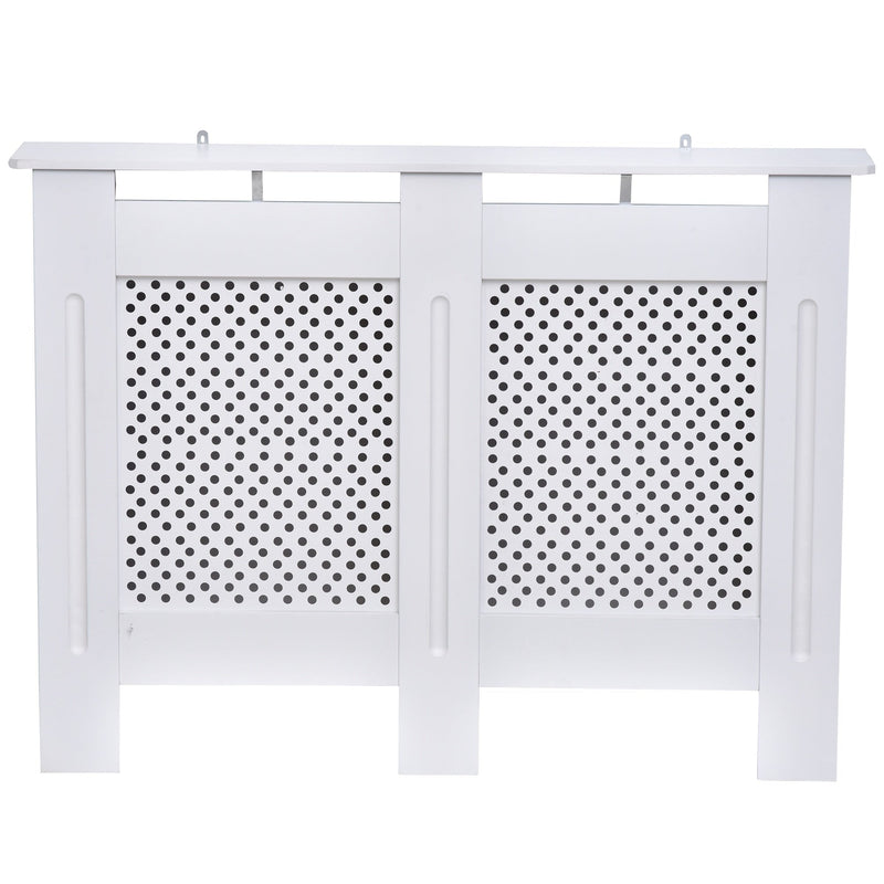 Wooden Radiator Cover Heating Cabinet Modern Home Furniture Grill Style Diamond Design White Painted (Medium)