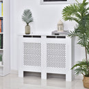 Wooden Radiator Cover Heating Cabinet Modern Home Furniture Grill Style Diamond Design White Painted (Medium)