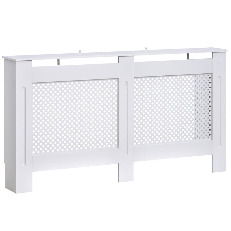 HOMCOM Radiator Cover Heating Cabinet Modern Home Furniture Grill Style Diamond Design White Painted (Large) 3 Sizes Available MDF Solid Assembly-White