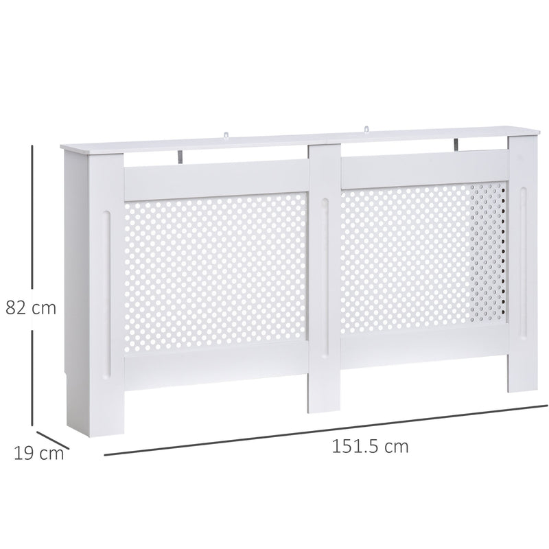 HOMCOM Radiator Cover Heating Cabinet Modern Home Furniture Grill Style Diamond Design White Painted (Large) 3 Sizes Available MDF Solid Assembly-White
