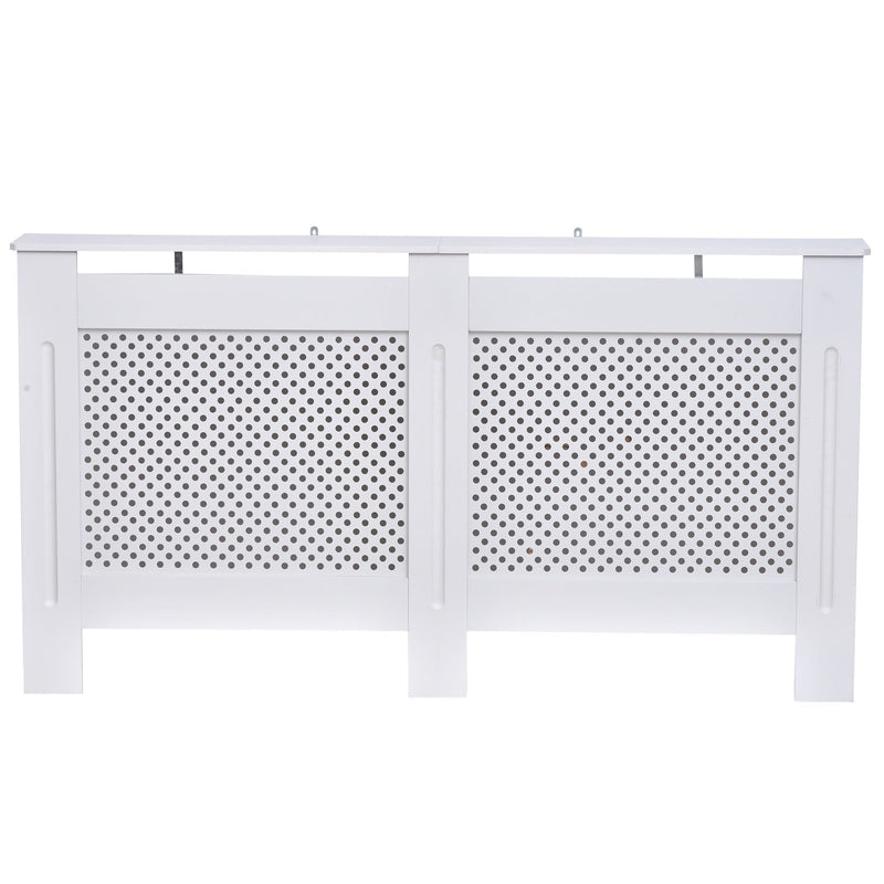 HOMCOM Radiator Cover Heating Cabinet Modern Home Furniture Grill Style Diamond Design White Painted (Large) 3 Sizes Available MDF Solid Assembly-White