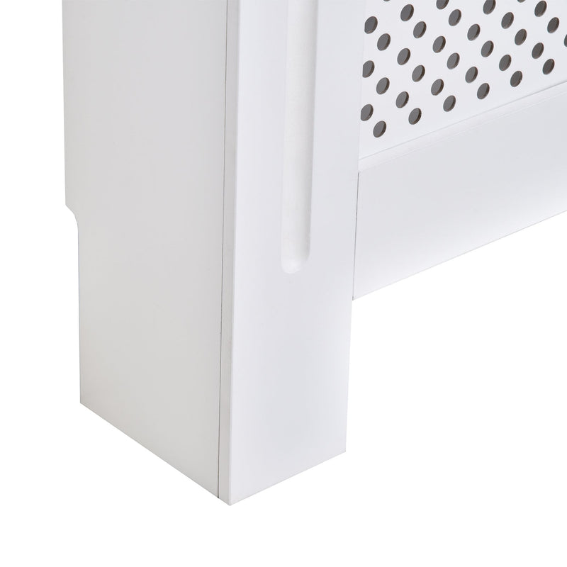 HOMCOM Radiator Cover Heating Cabinet Modern Home Furniture Grill Style Diamond Design White Painted (Large) 3 Sizes Available MDF Solid Assembly-White