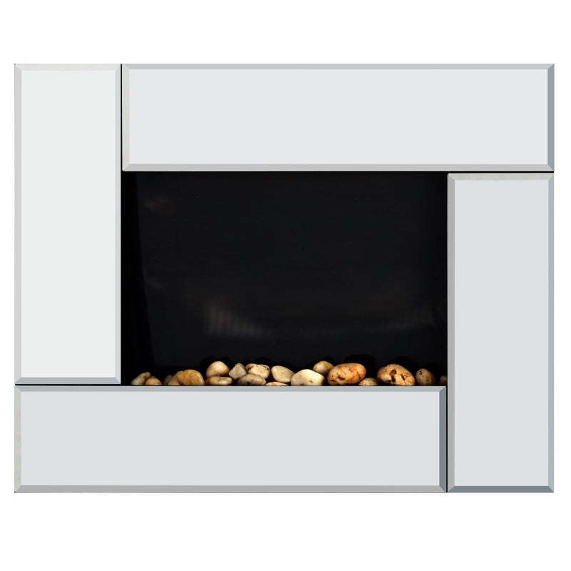 HOMCOM Electric Fireplace Heater 1800W Wall Mounted Flame Effect 7 Coloured LED Light Fire Glass Screen W/ Pebble & Remote Control
