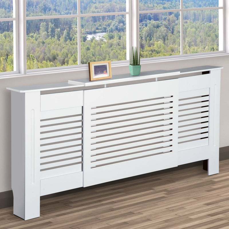 HOMCOM Extendable MDF Radiator Cover MDF-White