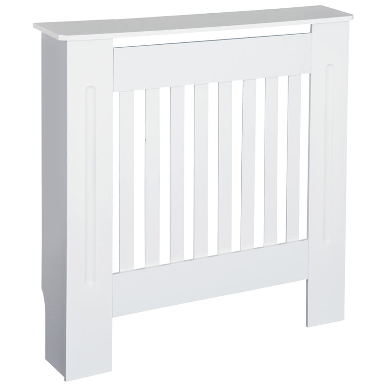 HOMCOM MDF Radiator Cover Wooden Cabinet Shelving Home Office Vertical Slatted Vent - White