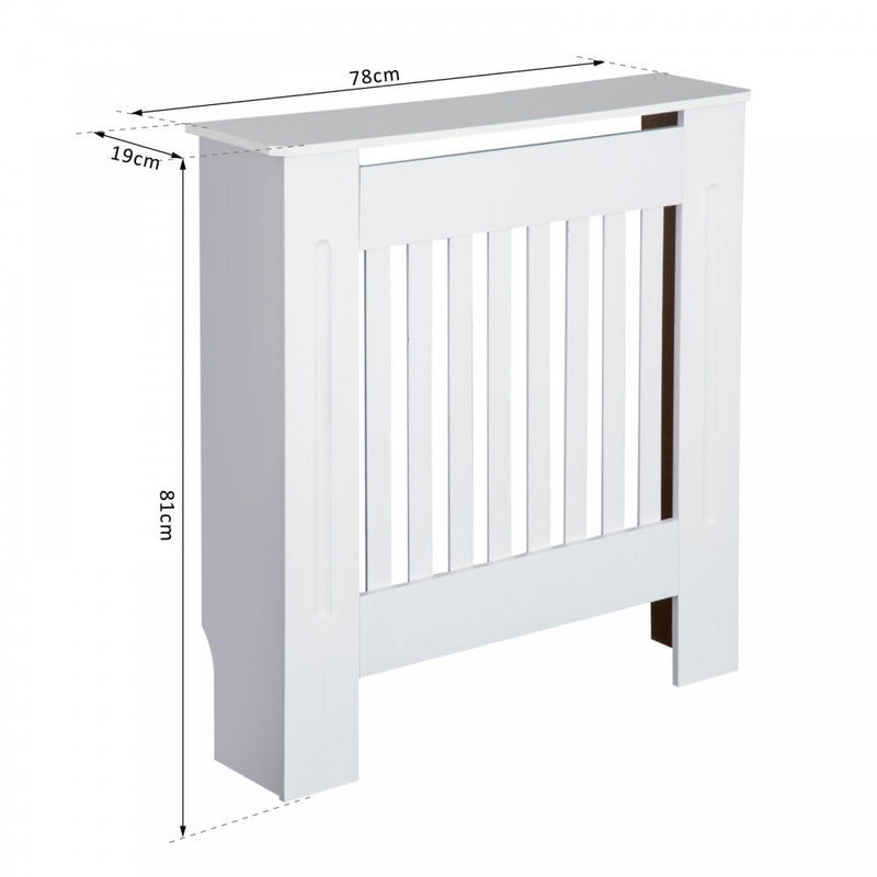 HOMCOM MDF Radiator Cover Wooden Cabinet Shelving Home Office Vertical Slatted Vent - White