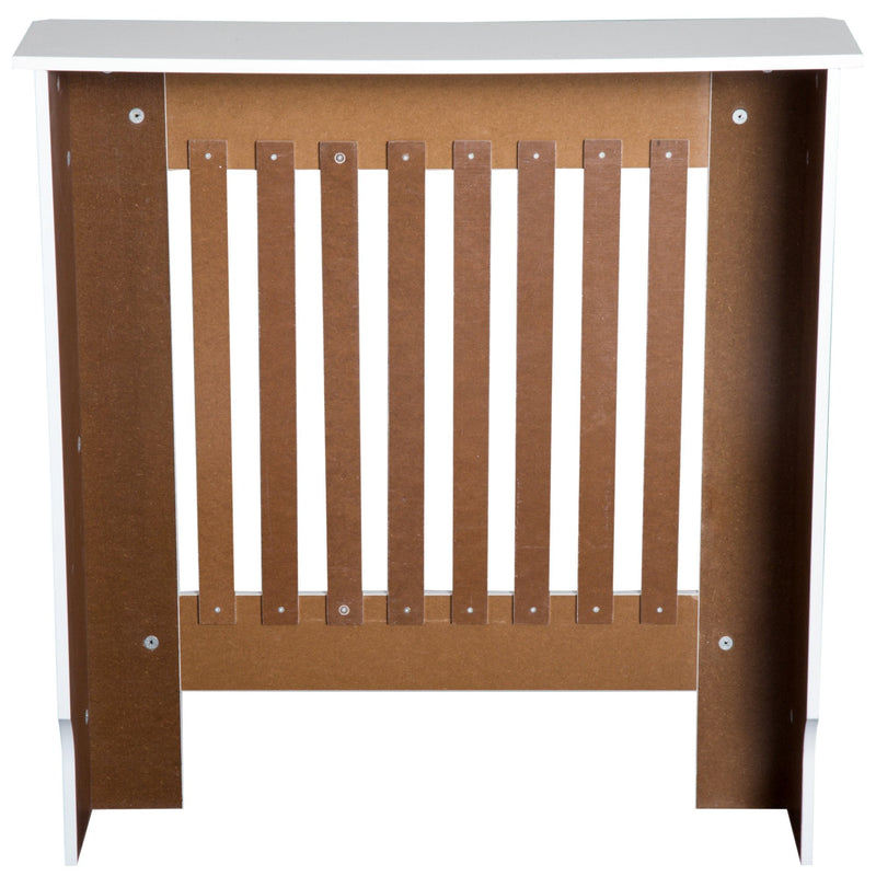 HOMCOM MDF Radiator Cover Wooden Cabinet Shelving Home Office Vertical Slatted Vent - White