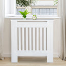 HOMCOM MDF Radiator Cover Wooden Cabinet Shelving Home Office Vertical Slatted Vent - White