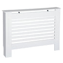 HOMCOM MDF Modern Radiator Cover Cabinet Top Shelving Home Office Slatted Design White 112L x 19W x 81H cm