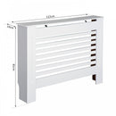 HOMCOM MDF Modern Radiator Cover Cabinet Top Shelving Home Office Slatted Design White 112L x 19W x 81H cm