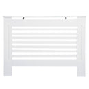 HOMCOM MDF Modern Radiator Cover Cabinet Top Shelving Home Office Slatted Design White 112L x 19W x 81H cm