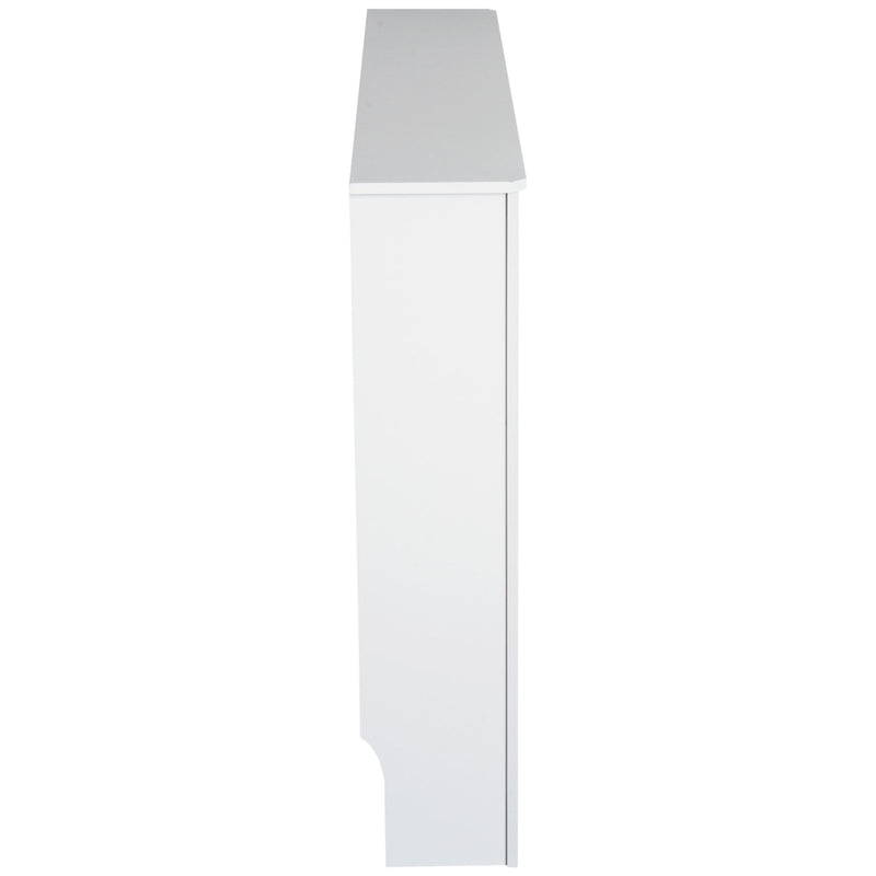 HOMCOM MDF Modern Radiator Cover Cabinet Top Shelving Home Office Slatted Design White 112L x 19W x 81H cm