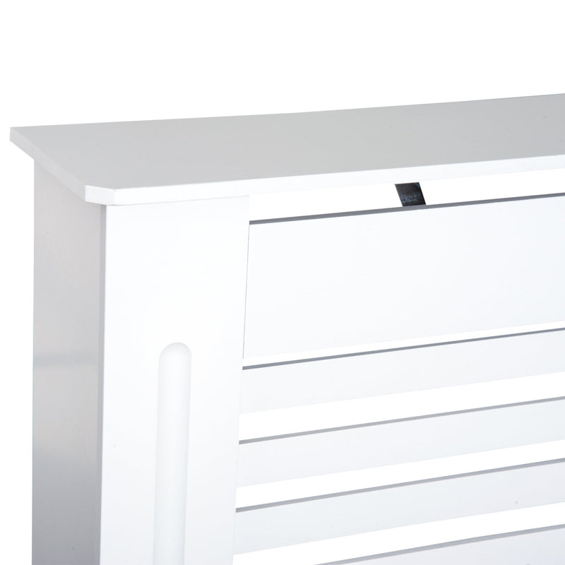 HOMCOM MDF Modern Radiator Cover Cabinet Top Shelving Home Office Slatted Design White 112L x 19W x 81H cm