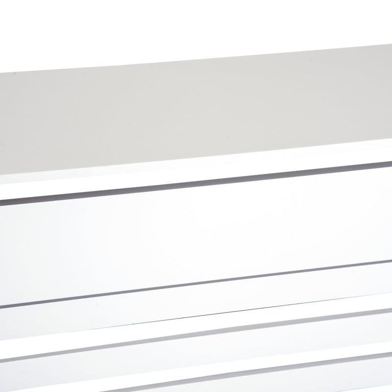 HOMCOM MDF Modern Radiator Cover Cabinet Top Shelving Home Office Slatted Design White 112L x 19W x 81H cm