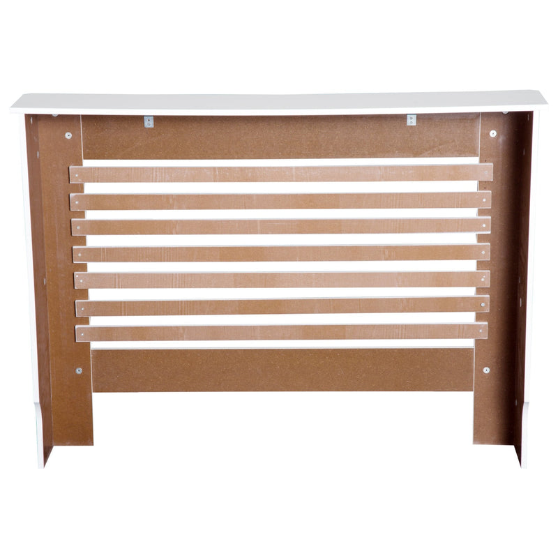 HOMCOM MDF Modern Radiator Cover Cabinet Top Shelving Home Office Slatted Design White 112L x 19W x 81H cm