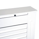 HOMCOM MDF Modern Radiator Cover Cabinet Top Shelving Home Office Slatted Design White 112L x 19W x 81H cm