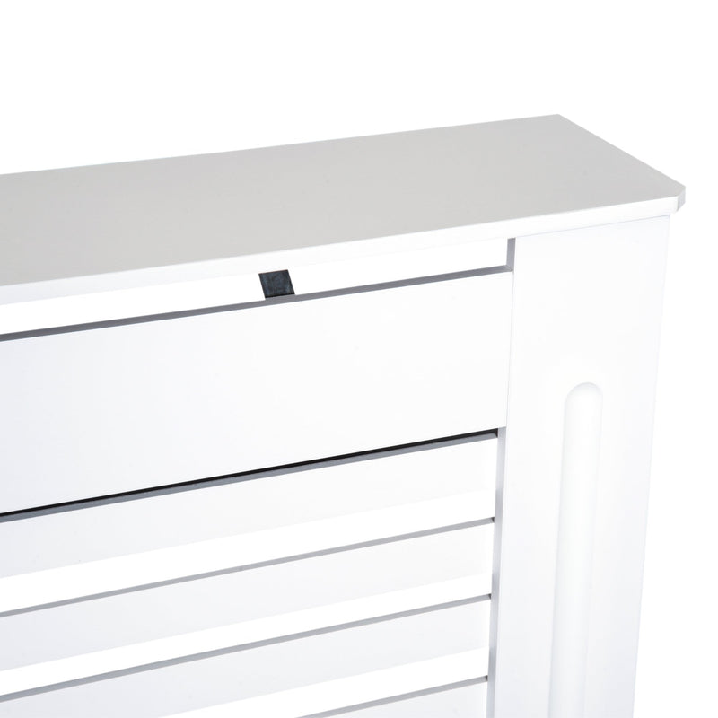 HOMCOM MDF Modern Radiator Cover Cabinet Top Shelving Home Office Slatted Design White 112L x 19W x 81H cm