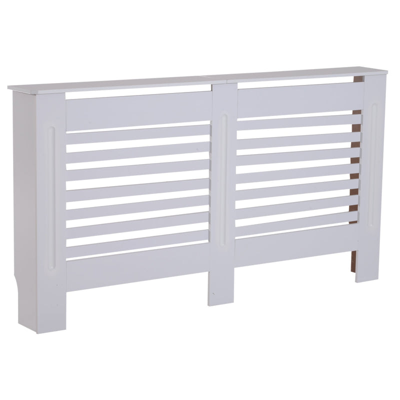 HOMCOM MDF White Painted Radiator Cover Slatted Cabinet Shelving Display Horizontal Style Modern Piece 172L x 19W x 81H cm