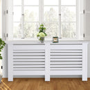 HOMCOM MDF White Painted Radiator Cover Slatted Cabinet Shelving Display Horizontal Style Modern Piece 172L x 19W x 81H cm