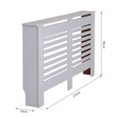 HOMCOM MDF White Painted Radiator Cover Slatted Cabinet Shelving Display Horizontal Style Modern Piece 172L x 19W x 81H cm