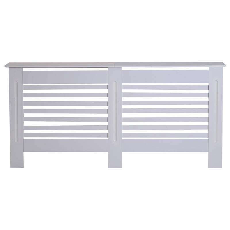 HOMCOM MDF White Painted Radiator Cover Slatted Cabinet Shelving Display Horizontal Style Modern Piece 172L x 19W x 81H cm
