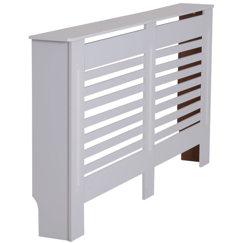 HOMCOM MDF White Painted Radiator Cover Slatted Cabinet Shelving Display Horizontal Style Modern Piece 172L x 19W x 81H cm