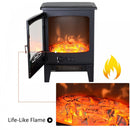 HOMCOM Electric Heater Freestanding Fireplace Artificial Flame Effect w/ Safety Thermostat 950w/1850W Tempered Glass Casing
