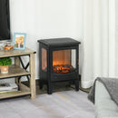 HOMCOM-1800W Tempered Glass Electric Fireplace Heater Black