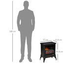 HOMCOM Electric Fireplace Stove, Free Standing Fireplace Heater With Realistic Flame Effect, Adjustable Temperature And Overheat Protection, Black W/