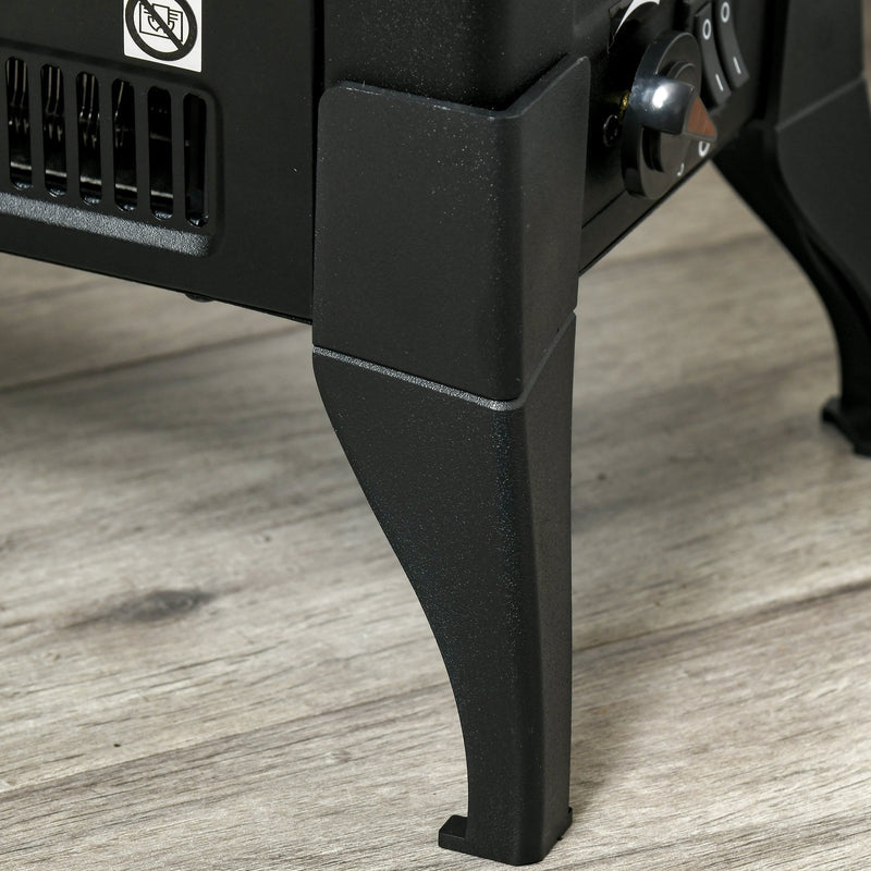 HOMCOM Electric Fireplace Stove, Free standing Fireplace Heater with Realistic Flame Effect, Adjustable Temperature and Overheat Protection, Black W/