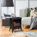 HOMCOM Electric Fireplace Stove, Free Standing Fireplace Heater With Realistic Flame Effect, Adjustable Temperature And Overheat Protection, Black W/