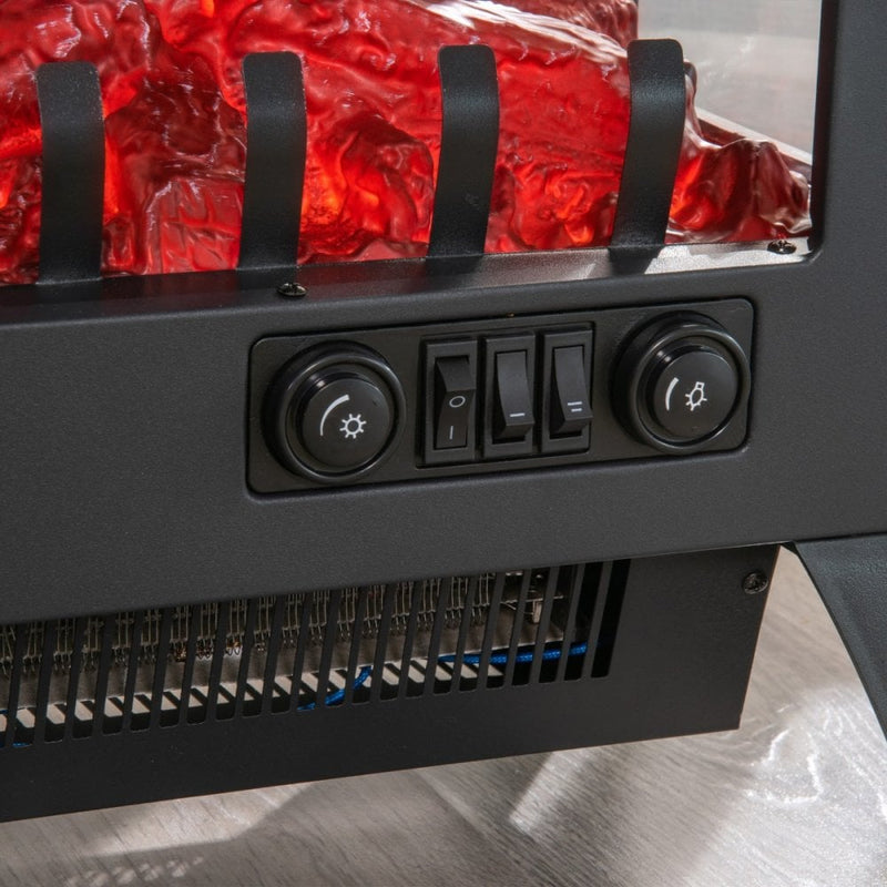 HOMCOM Free standing Electric Fireplace Stove, Fireplace Heater with LED Flame Effect, 3-sided Tempered Glass, Overheat Protection, 1000W/2000W, Black Freestanding Stove