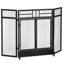 HOMCOM 3-Panel Folding Fireplace Screen with Door, Freestanding Spark Guard, Metal Mesh Fireguard, Black Door Mesh