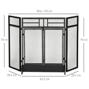 HOMCOM 3-Panel Folding Fireplace Screen with Door, Freestanding Spark Guard, Metal Mesh Fireguard, Black Door Mesh