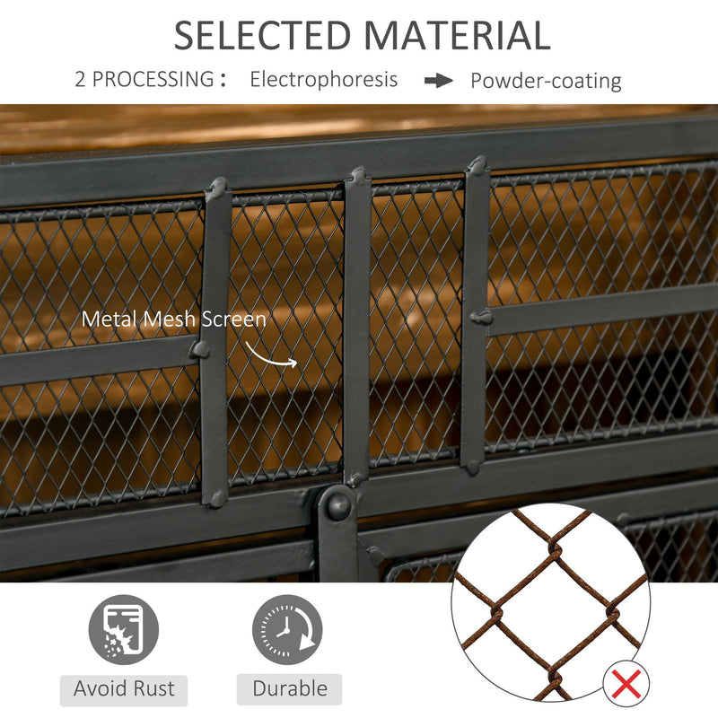 HOMCOM 3-Panel Folding Fireplace Screen with Door, Freestanding Spark Guard, Metal Mesh Fireguard, Black Door Mesh
