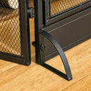 HOMCOM 3-Panel Folding Fireplace Screen with Door, Freestanding Spark Guard, Metal Mesh Fireguard, Black Door Mesh