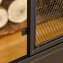 HOMCOM 3-Panel Folding Fireplace Screen with Door, Freestanding Spark Guard, Metal Mesh Fireguard, Black Door Mesh