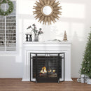 HOMCOM 3-Panel Folding Fireplace Screen with Door, Freestanding Spark Guard, Metal Mesh Fireguard, Black Door Mesh