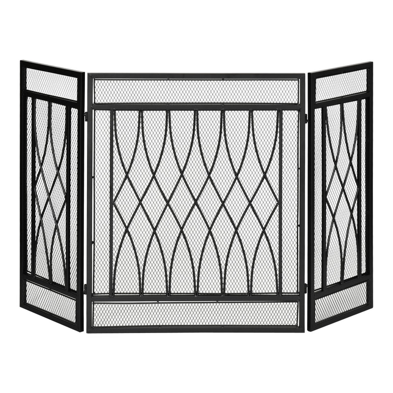 HOMCOM 3-Panel Folding Fireplace Screen, Metal Mesh Fire Spark Guard, 126L x 3W x 80H cm-Black
