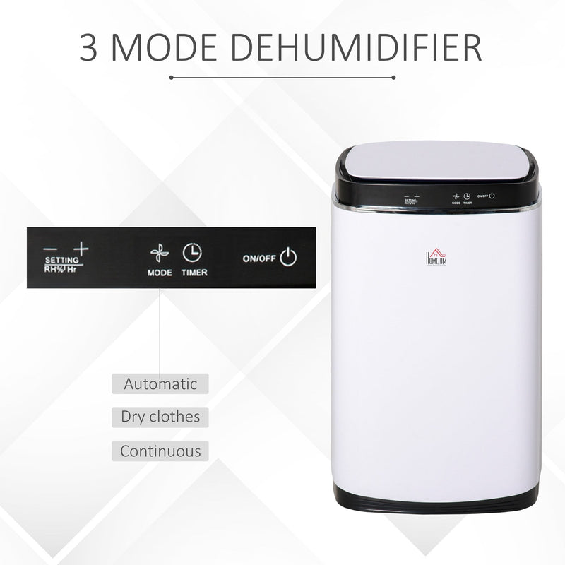 HOMCOM 20L/Day 8000ML Portable Dehumidifier 3 Modes Auto Shut Off Silent Moisture Air Cleaner for Basement, Bedroom, Bathroom, Living Room, RV