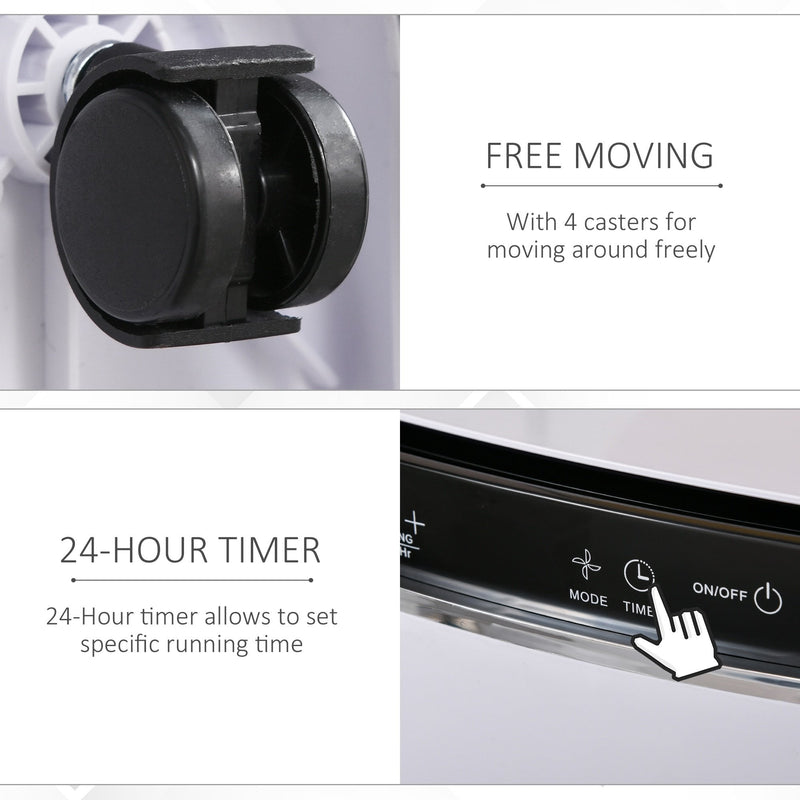 HOMCOM 20L/Day 8000ML Portable Dehumidifier 3 Modes Auto Shut Off Silent Moisture Air Cleaner for Basement, Bedroom, Bathroom, Living Room, RV