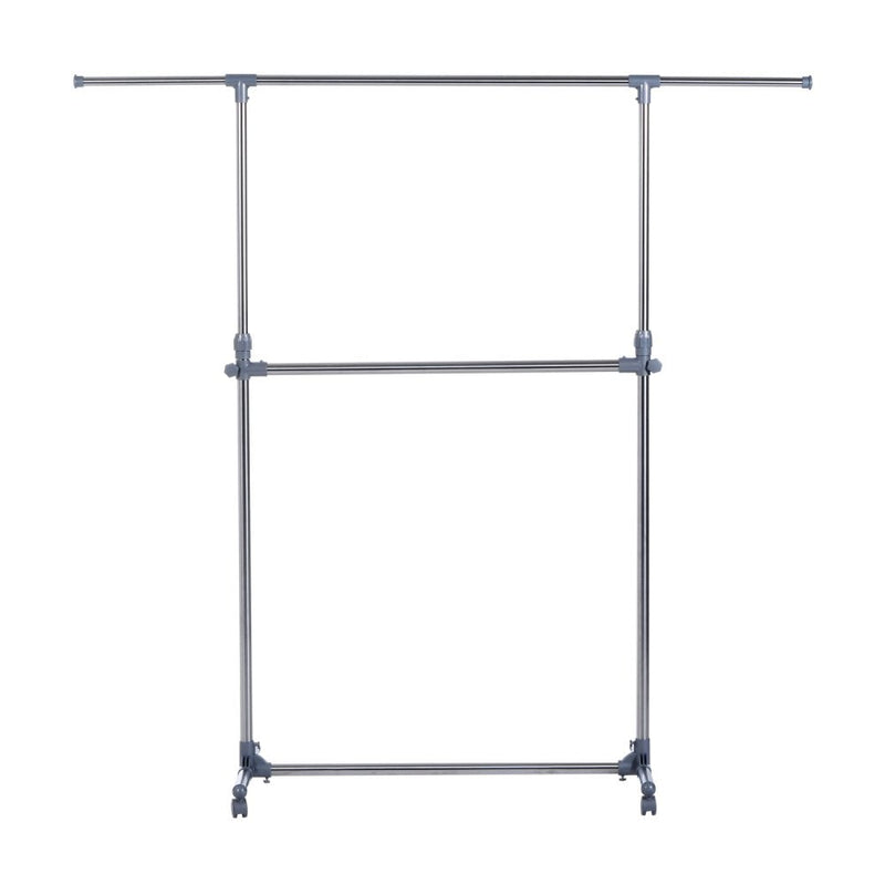 Clothes Hanger W/Wheels, Heavy Duty-Silver/Grey
